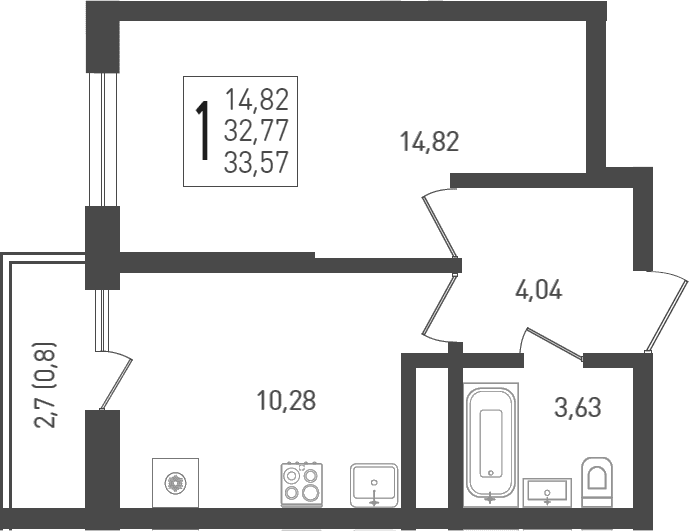1-комн. квартира, 36.1 м² в ЖК ЖК «Кубанская Крепость» — фото 2