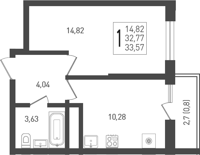 1-комн. квартира, 34.7 м² в ЖК ЖК «Кубанская Крепость» — фото 2