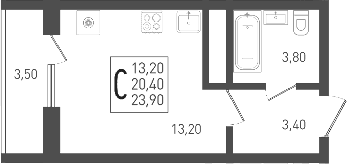 Студия квартира, 20.4 м² в ЖК ЖК «Кубанская Крепость» — фото 2