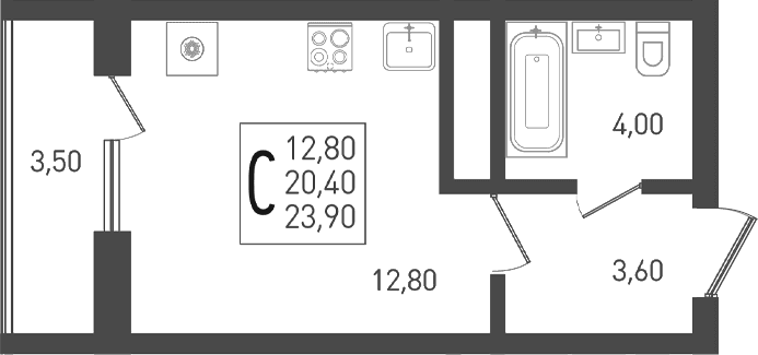 Студия квартира, 20.4 м² в ЖК ЖК «Кубанская Крепость» — фото 2